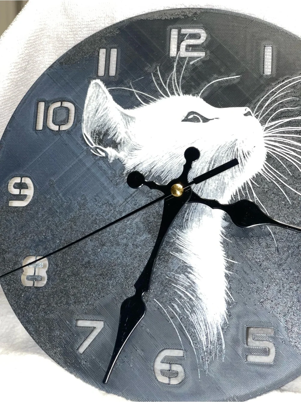 Black Cat Illustration Round Wall Clock